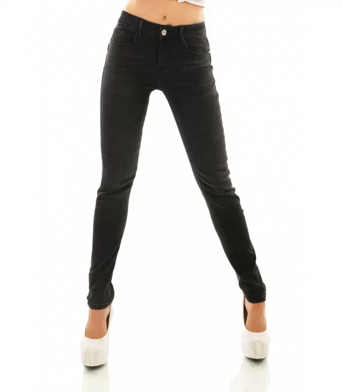 Miss RJ jeans basic mustat push up -farkut