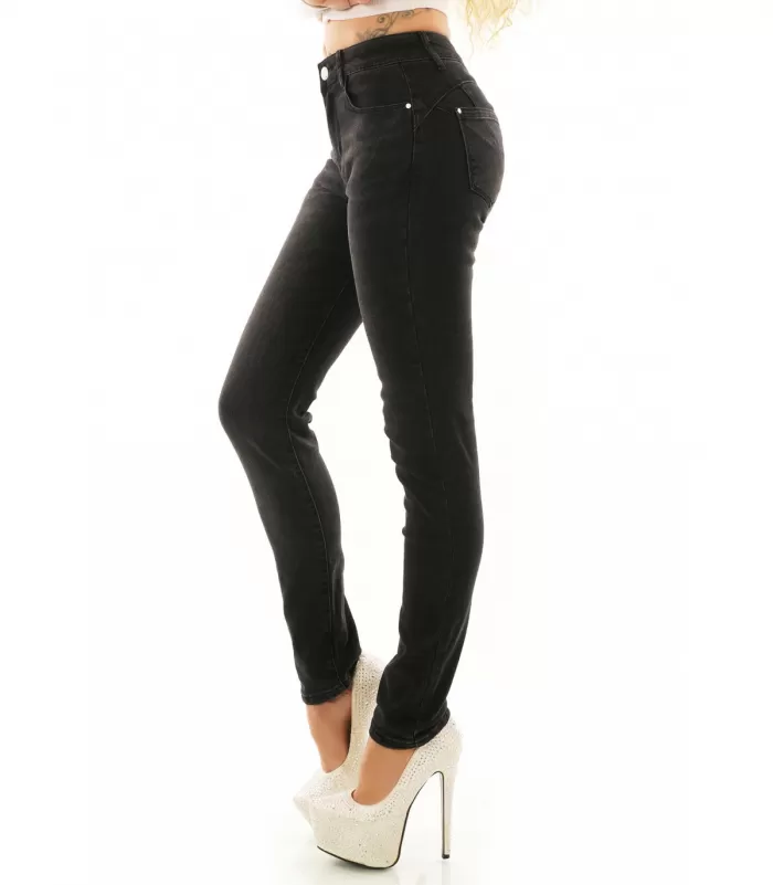 Miss RJ jeans basic mustat push up -farkut
