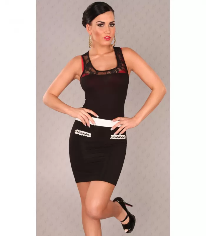 Musta ketjukoristeinen minihame