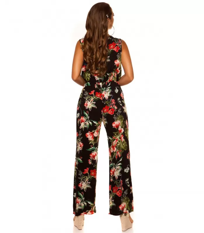 Musta kukkakuvioinen v-jumpsuit [LÖYTÖ]