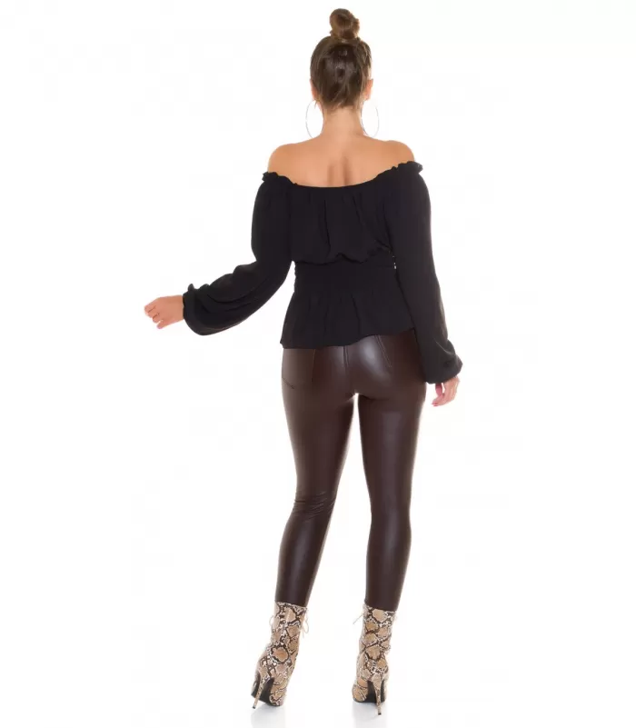 Musta pitkähihainen off-shoulder pusero [LÖYTÖ]