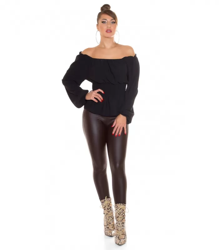 Musta pitkähihainen off-shoulder pusero [LÖYTÖ]