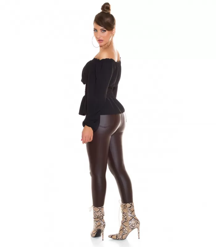 Musta pitkähihainen off-shoulder pusero [LÖYTÖ]