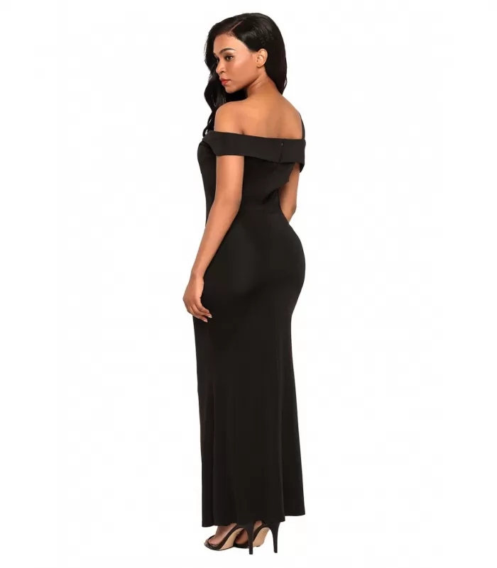 Musta yksiolkaiminen off-shoulder maksimekko [LÖYTÖ]