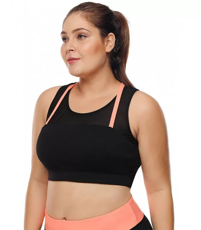 Mustakorallit mesh-urheiluliivit remmeillä (plus size) [LÖYTÖ]
