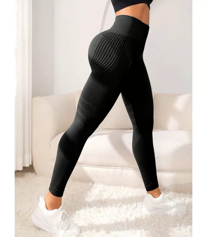 Mustat korkeavyötäröiset treenitrikoot kuvioinneilla