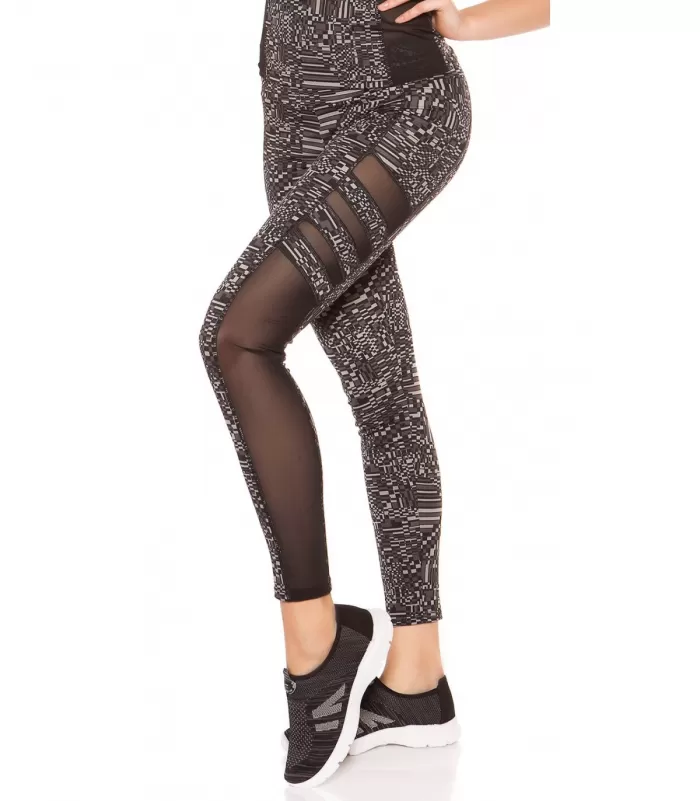 Mustat printtikuvioiset mesh treenitrikoot + toppi