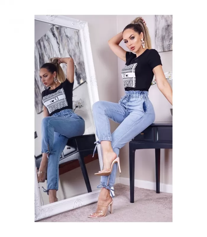 Parisian vaaleansiniset paperipussivyötäröiset farkut