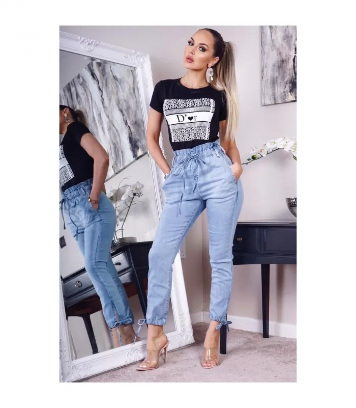 Parisian vaaleansiniset paperipussivyötäröiset farkut