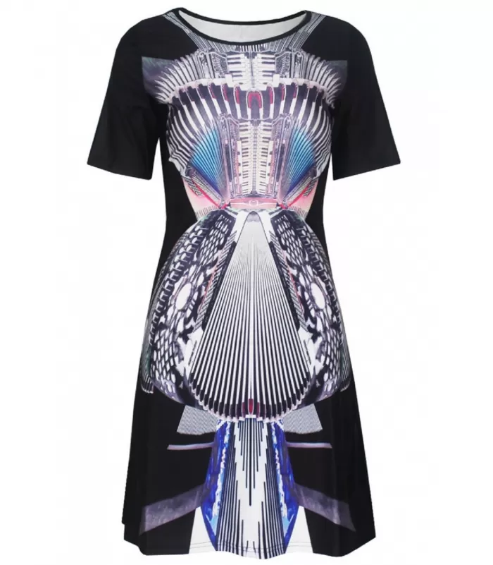 Printtikuvioinen illuusiomekko