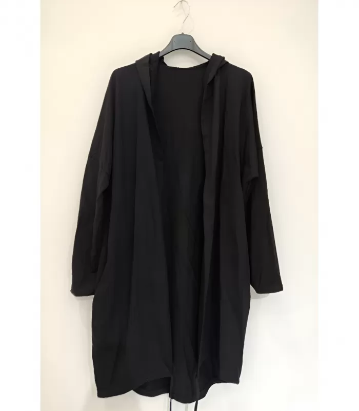 RZ fashion musta pitkä paitatakki siivillä (plus size)