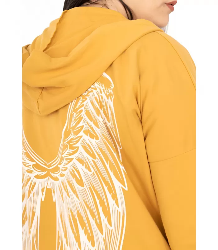RZ fashion sinapinkeltainen pitkä paitatakki siivillä (plus size)