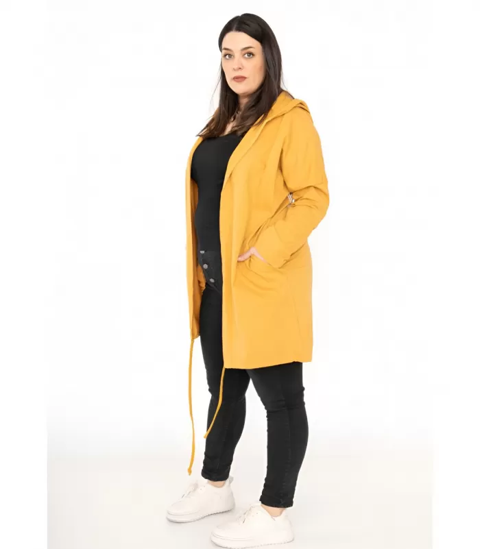 RZ fashion sinapinkeltainen pitkä paitatakki siivillä (plus size)