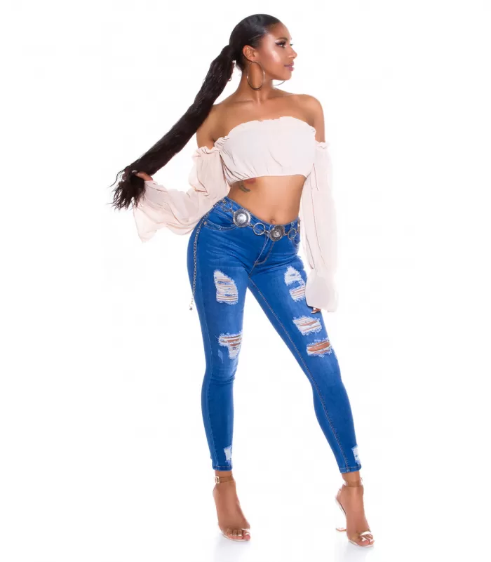 Revityt siniset push up -farkut