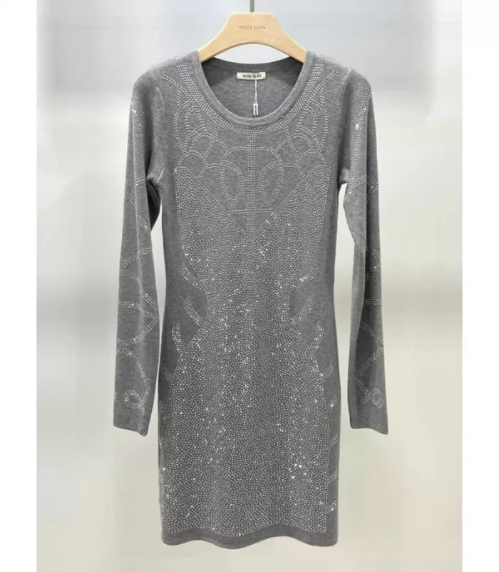 Rosy Days harmaa neulemekko strasseilla