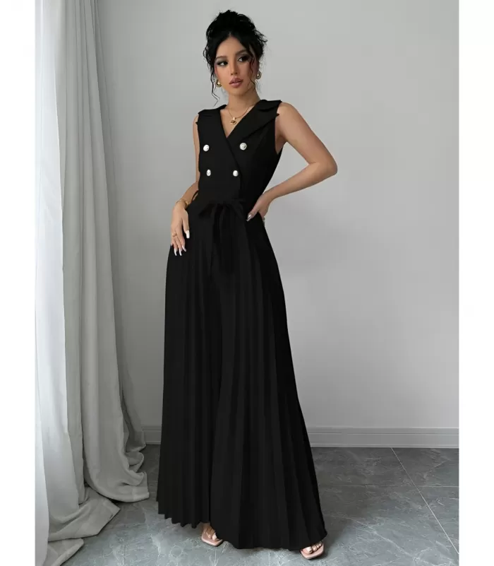 Rosy Days musta jumpsuit vekkilahkeilla ja napeilla