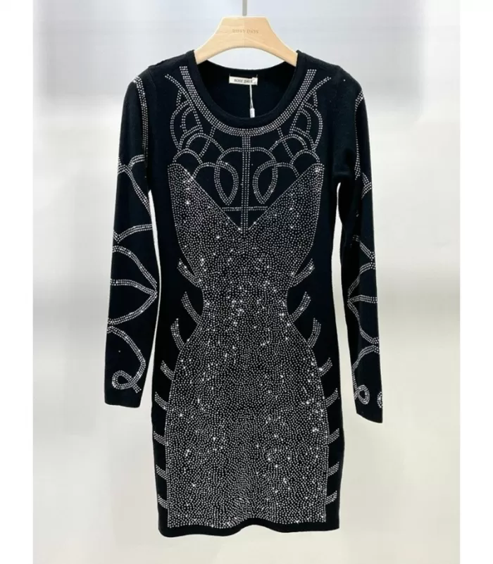 Rosy Days musta neulemekko strasseilla