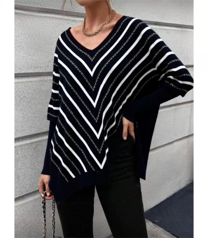 Rosy Days musta oversized neule v-raidoilla