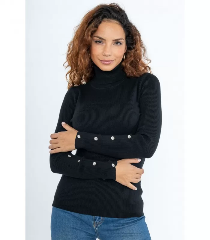 Rosy Days musta pooloneule nappikoristeilla