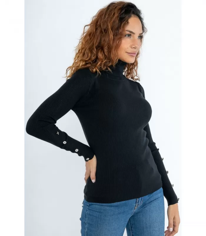 Rosy Days musta pooloneule nappikoristeilla