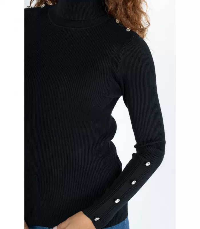 Rosy Days musta pooloneule nappikoristeilla