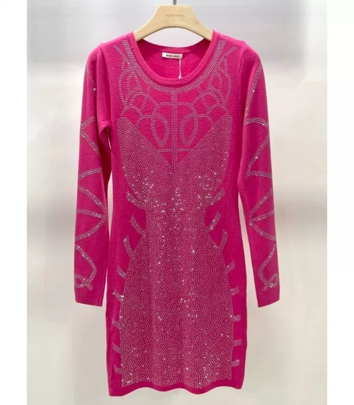 Rosy Days pinkki neulemekko strasseilla