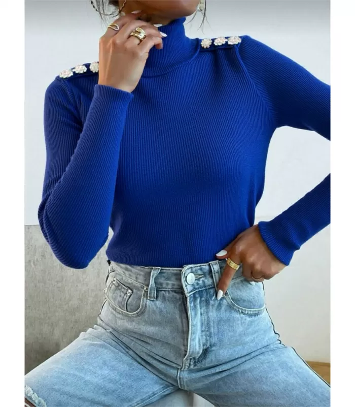 Rosy Days sininen pooloneule koristenapeilla