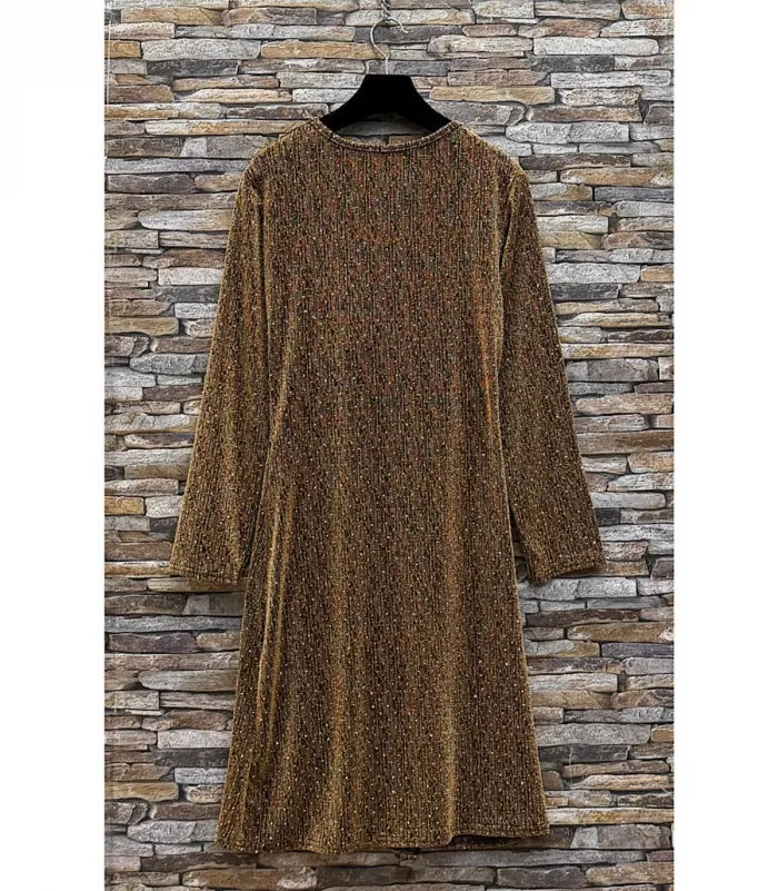 Shibelle kultainen strassikoristeinen wrap-look v-mekko