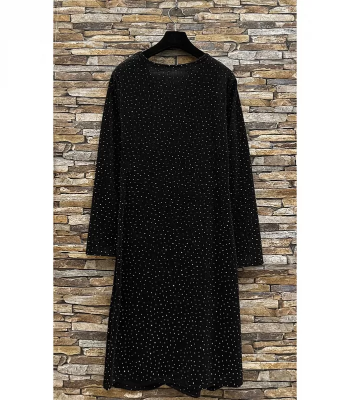 Shibelle musta strassikoristeinen wrap-look v-mekko