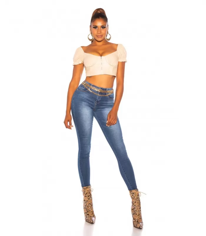 Siniset farkut rusettitaskuilla