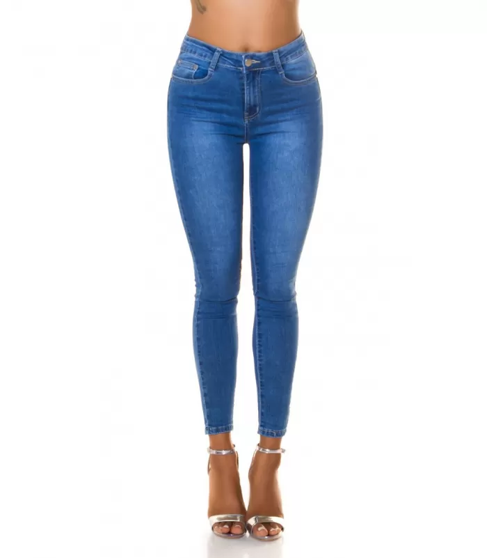 Siniset korkeavyötäröiset basic push up -farkut