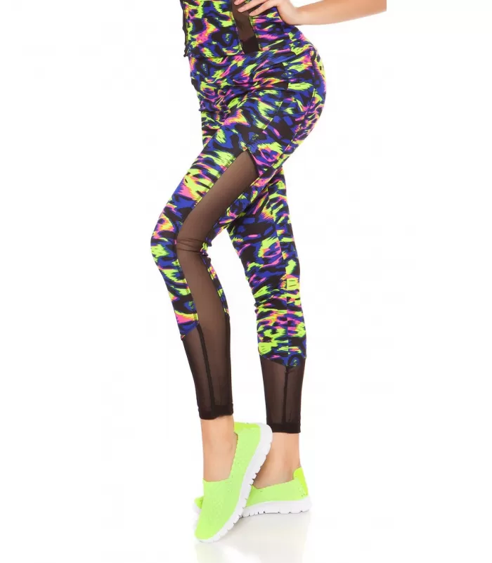 Siniset leoprinttiset mesh treenitrikoot + toppi