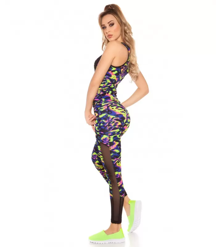 Siniset leoprinttiset mesh treenitrikoot + toppi [LÖYTÖ]