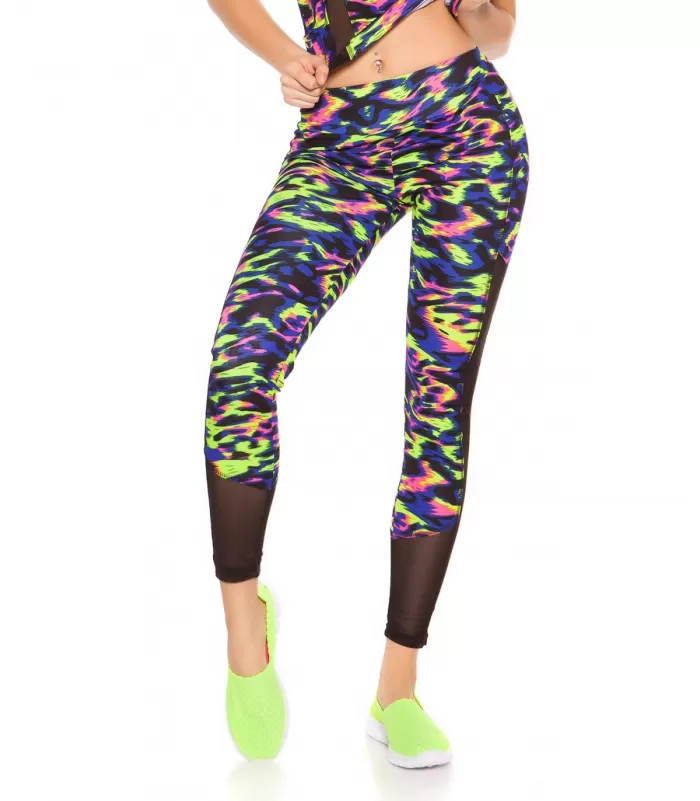 Siniset leoprinttiset mesh treenitrikoot + toppi [LÖYTÖ]