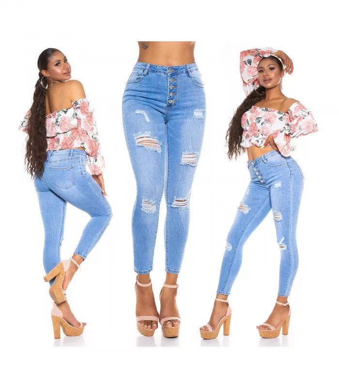 Siniset revityt farkut napeilla