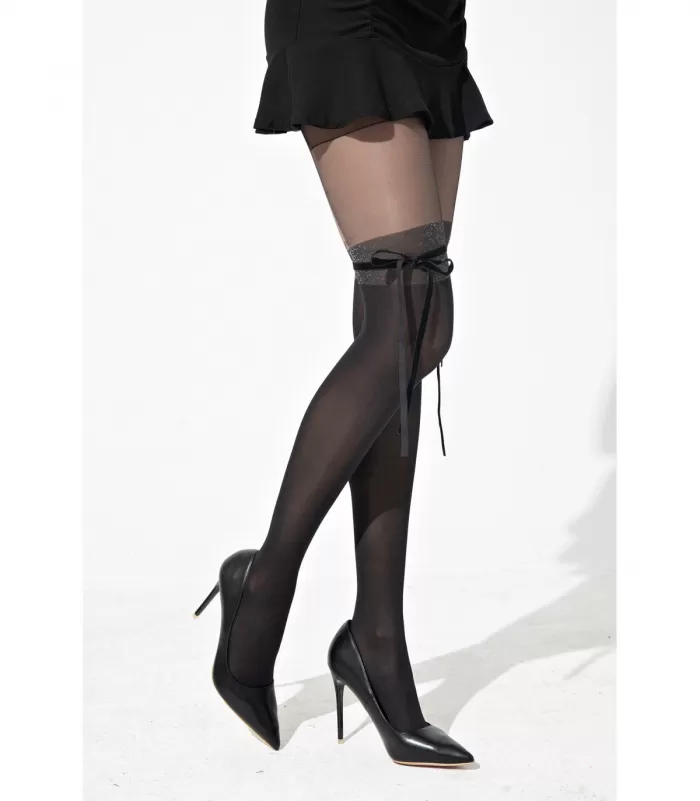 Snow Rose juhlasukkahousut sukkaimitaatiolla