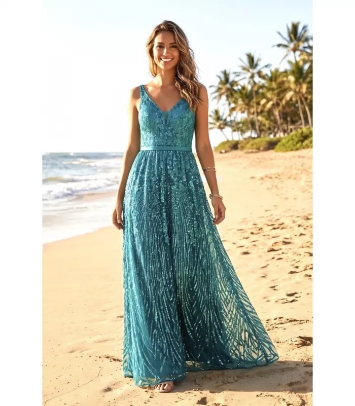 Soky Soka vihreä pitkä juhlamekko glitterillä