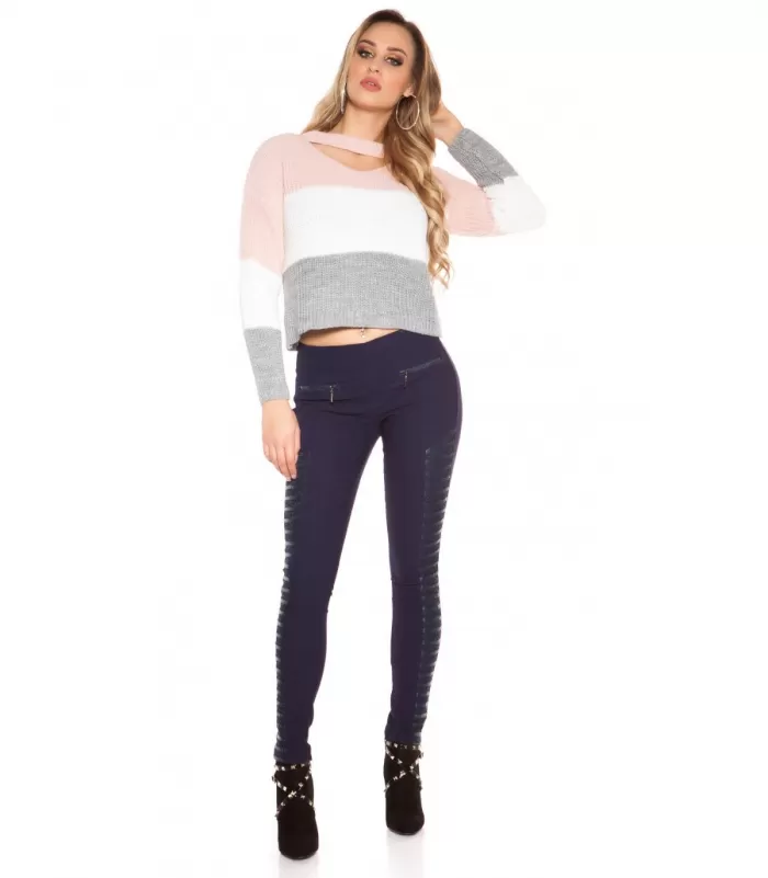 Tummansiniset koristeiset treggingsit