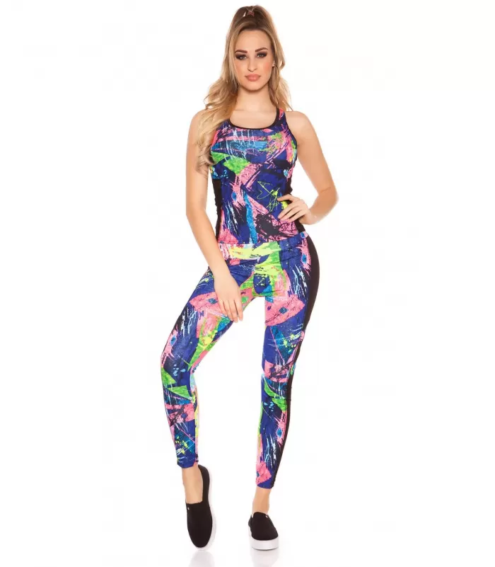 Värikkäät siniset mesh treenitrikoot + toppi