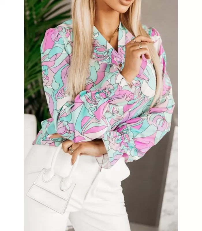 Värikäs printtikuvioinen pusero röyhelöillä [TAMMIALE -20%]