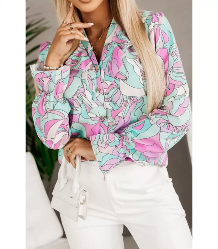 Värikäs printtikuvioinen pusero röyhelöillä [TAMMIALE -20%]