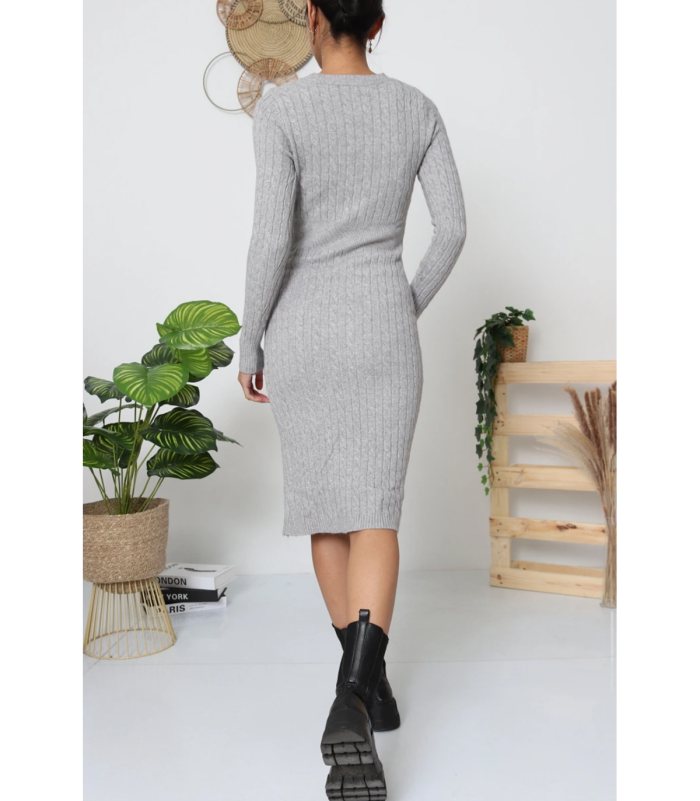 WHOO harmaa neulemekko halkiolla