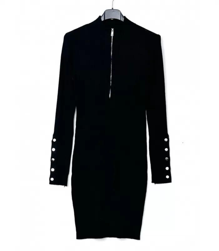 WHOO musta neulemekko vetoketjulla ja napeilla