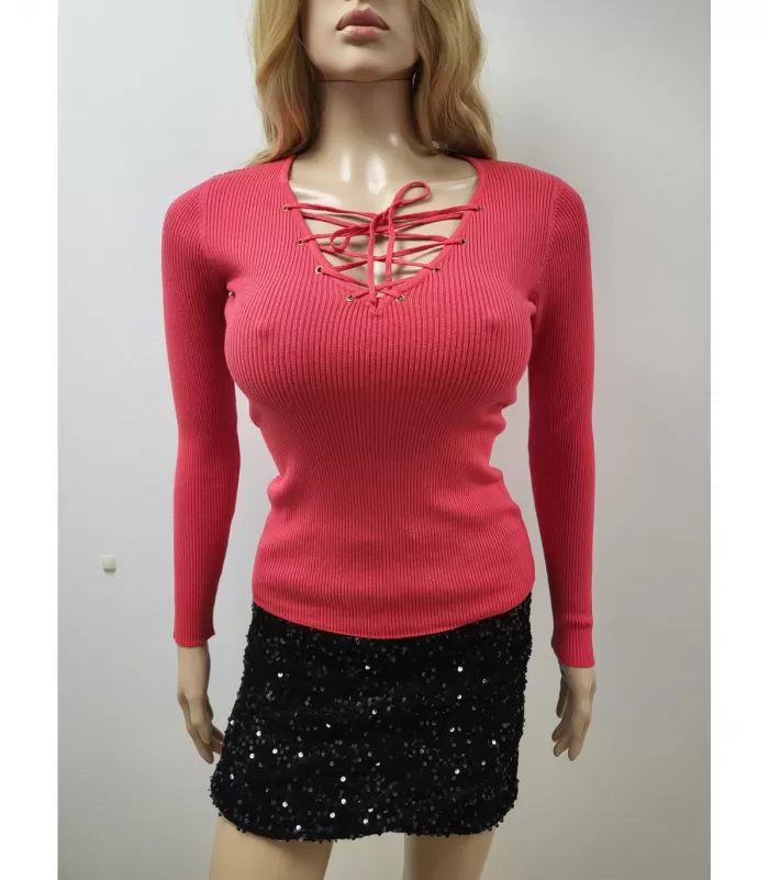 WHOO punainen neule nyöreillä